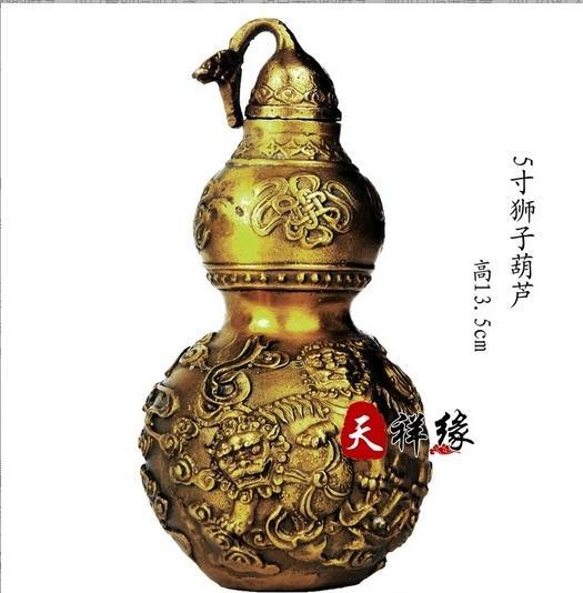 铜狮子,葫芦,纯铜葫芦,辟邪镇宅化煞狮子,图案开光吉祥物摆件,小号摆设