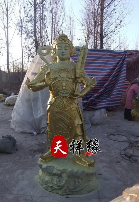 纯铜2米韦陀菩萨,大型韦驮尊者站神像定做
