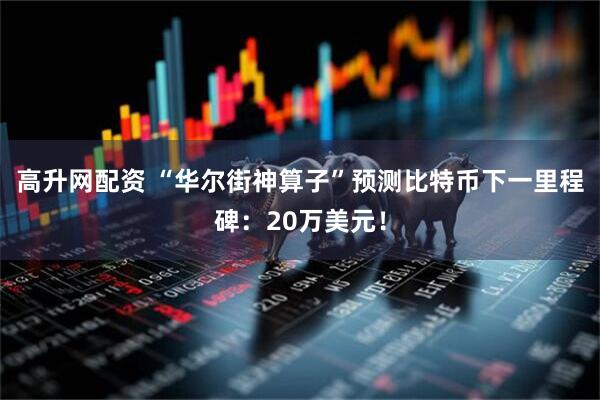 高升网配资 “华尔街神算子”预测比特币下一里程碑：20万美元！